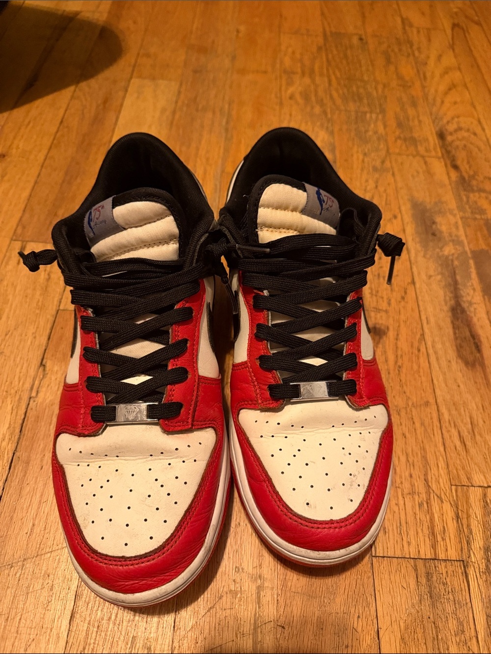 Men's Red and White Low-Top Sneakers